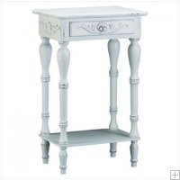 Side Table - Carved, White Distressed Side Table - Carved, White Distressed