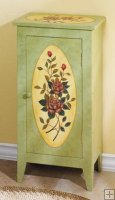Green Floral Wood Cabinet Green Floral Wood Cabinet
