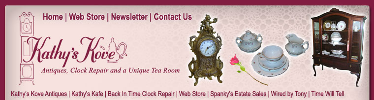 Kathy's Kove Antiques, Clock Repair and a Unique Tea Room